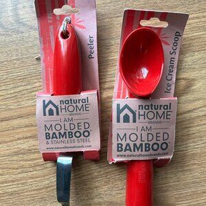 New Natrual Home - Molded Bamboo - Ice Cream Scooper and Peeler combo